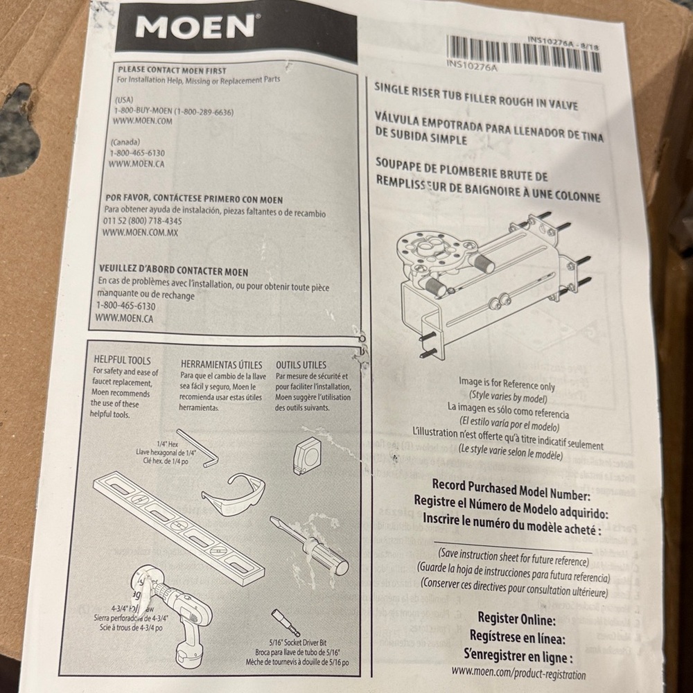 Moen TS50100 Tub filler mount kit - Picture 3 of 7